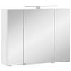 Spiegelschrank Kopenhagen mit LED 3-türig ca. 80x64 cm Weiß - Chromfarben/Weiß, KONVENTIONELL, Glas/Holzwerkstoff (80/64/20cm) - Held