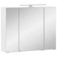 Spiegelschrank Kopenhagen mit LED 3-türig ca. 80x64 cm Weiß - Chromfarben/Weiß, KONVENTIONELL, Glas/Holzwerkstoff (80/64/20cm) - Held