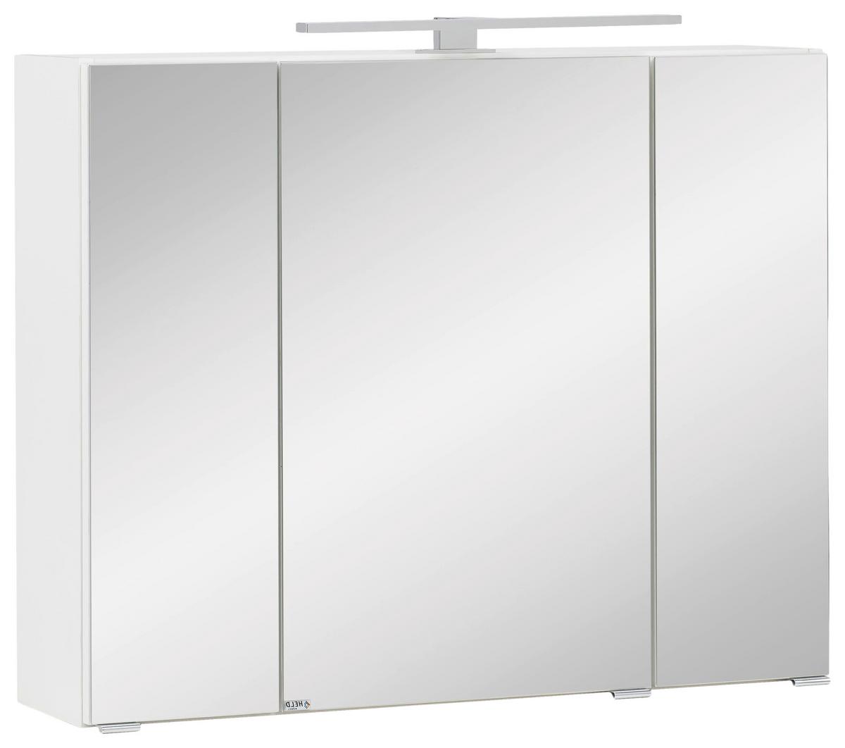 Spiegelschrank Kopenhagen mit LED 3-türig ca. 80x64 cm Weiß - Chromfarben/Weiß, KONVENTIONELL, Glas/Holzwerkstoff (80/64/20cm) - Held