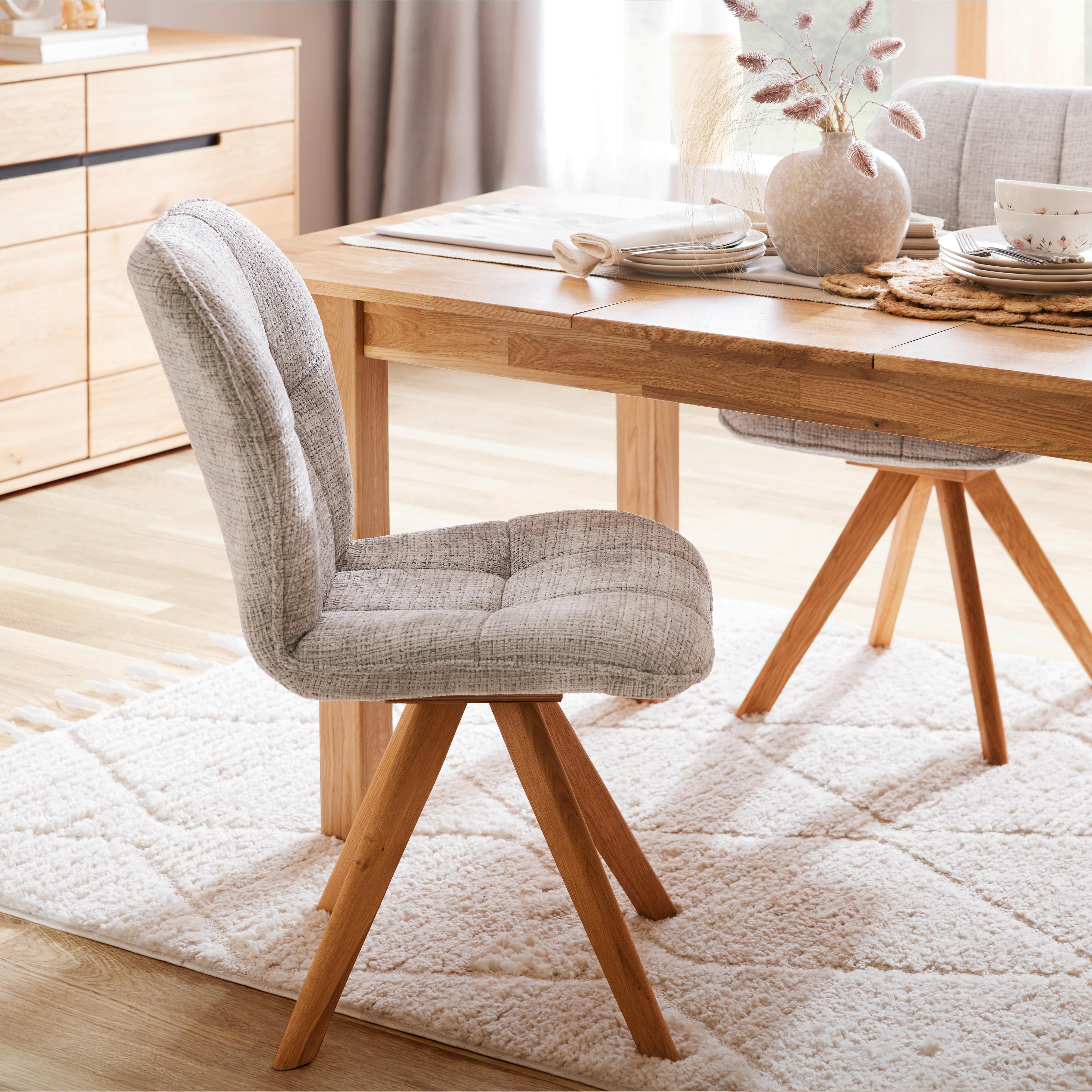 Stuhl Alba Hellgrau - Eichefarben/Hellgrau, Modern, Holz/Textil (50/91/63cm) - Mömax