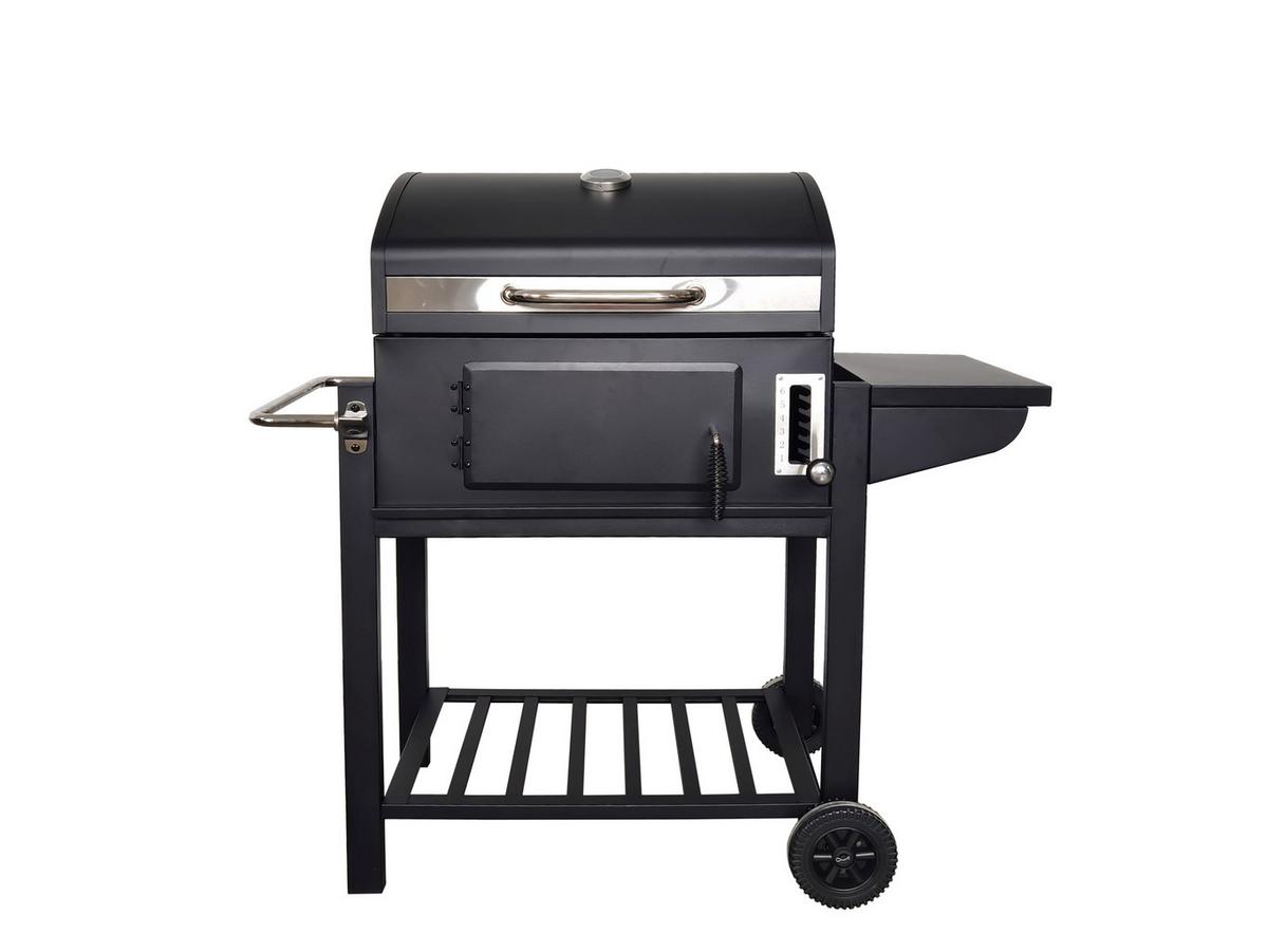 Holzkohlegrill Grillmax 4 Schwarz mit Thermometer - Schwarz, Modern, Kunststoff/Metall (115/68/108cm) - Mömax