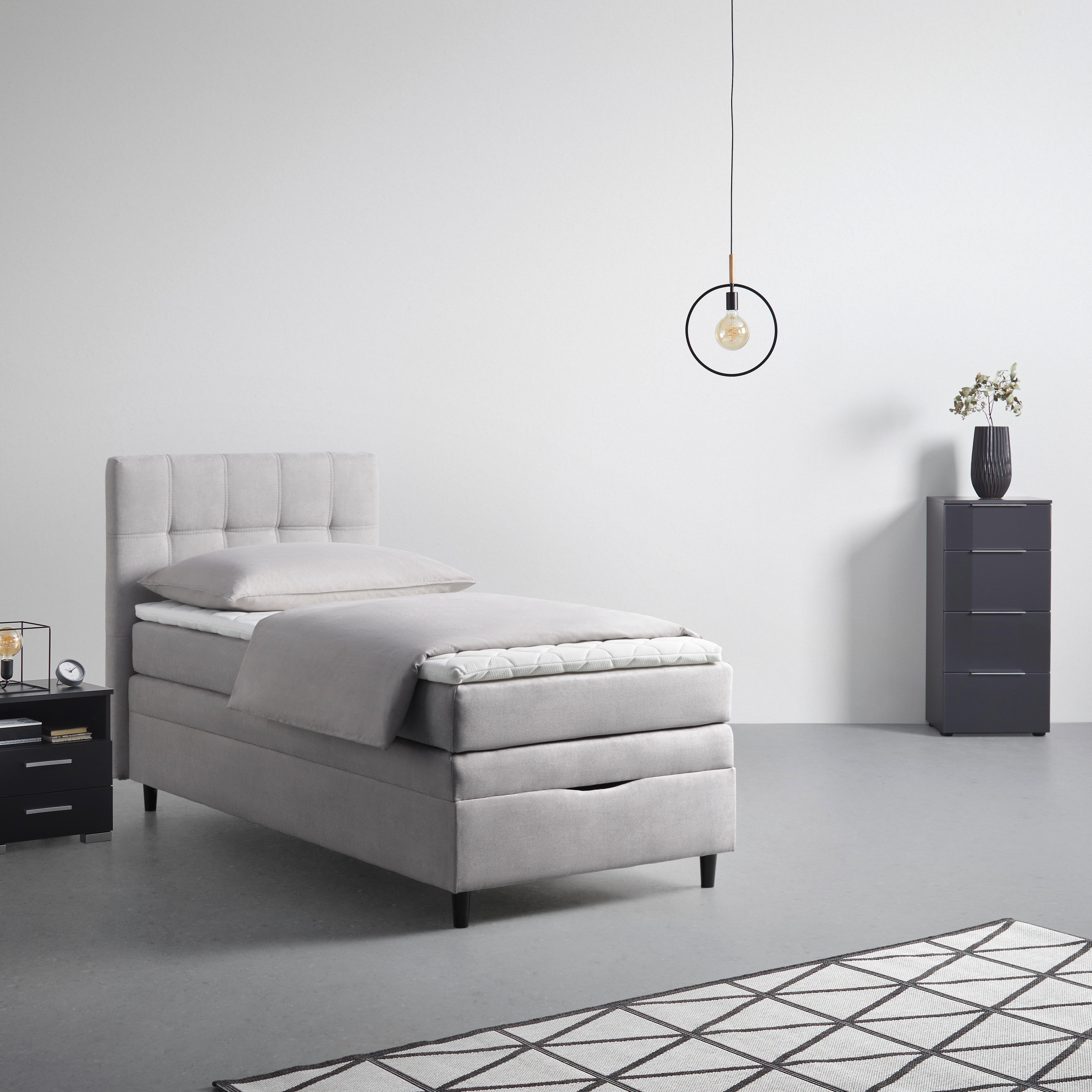 PAT BOXPSRING MIAMI - gri, Konventionell, textil/material pe bază de lemn (100/200cm) - Modern Living