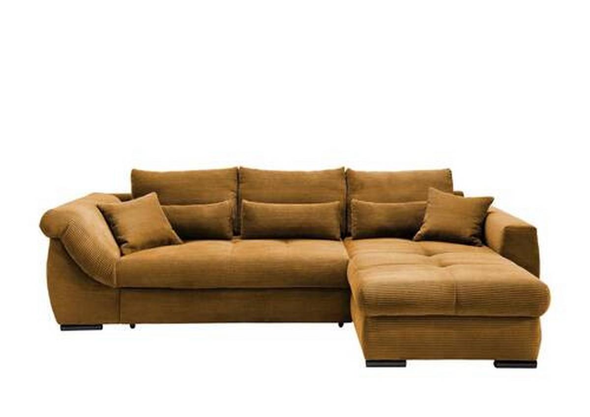 Wohnlandschaft Frederico Goldfarben Cord - Goldfarben/Schwarz, MODERN, Holz/Textil (302/188cm) - MID.YOU