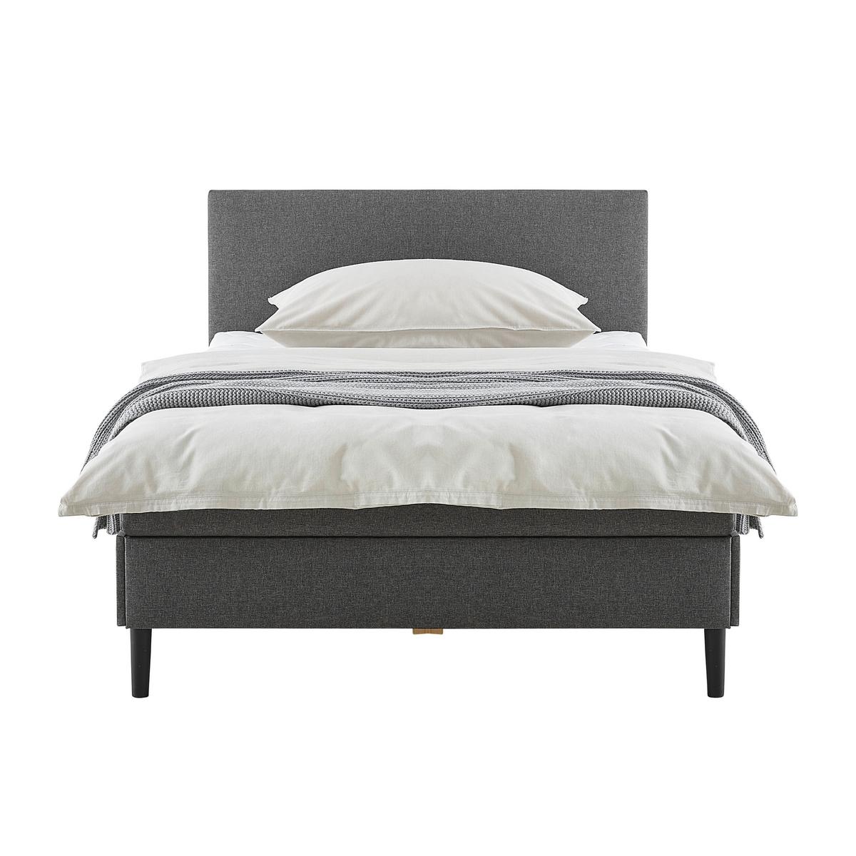 Bett Janis in Grau ca. 120x200cm - Schwarz/Grau, KONVENTIONELL, Holz/Textil (120/200cm) - Based
