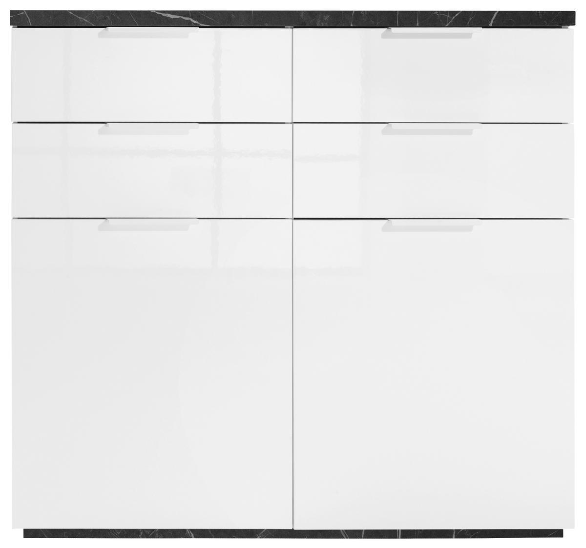Komoda Mundi, Bela, Antracit, Visoki Sijaj - bela/antracit, Moderno, kovina/leseni material (119/102/50cm) - Premium Living