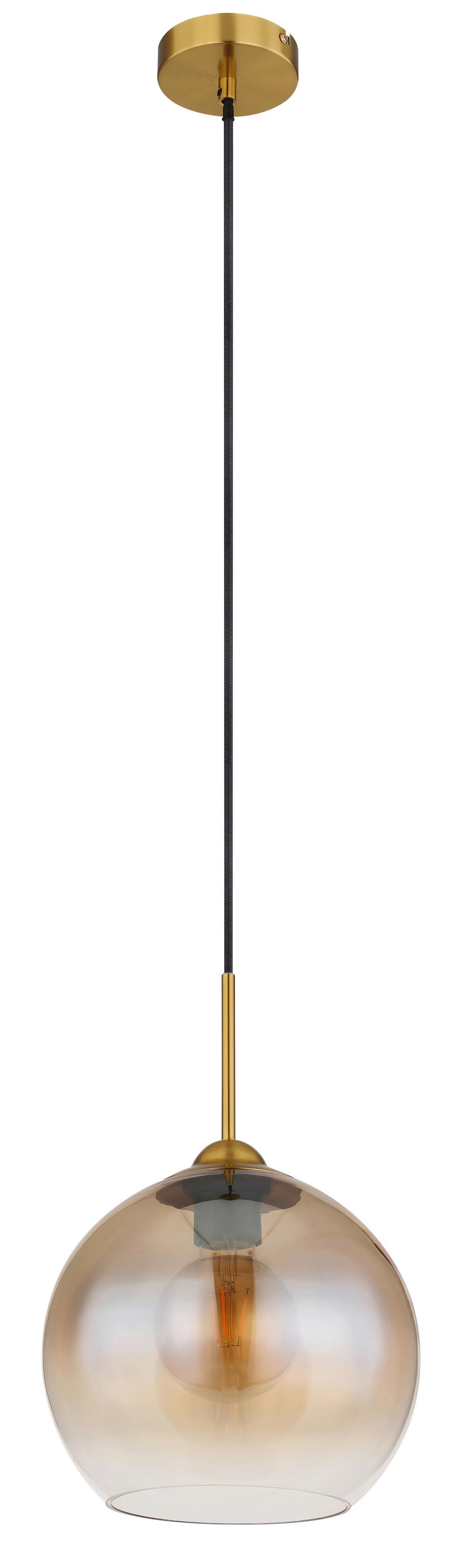 Hängeleuchte Jamessa Messingfarben max. 60 Watt - Klar/Messingfarben, Design, Glas/Metall (25/120cm) - Globo