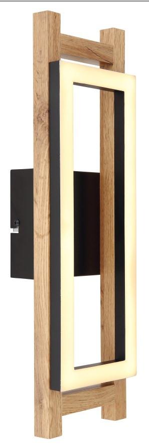 LED-Wandleuchte Illa in Schwarz/Braun/Opal max.10 Watt - Dunkelbraun/Opal, MODERN, Holzwerkstoff/Kunststoff (13,5/7,5/45cm)