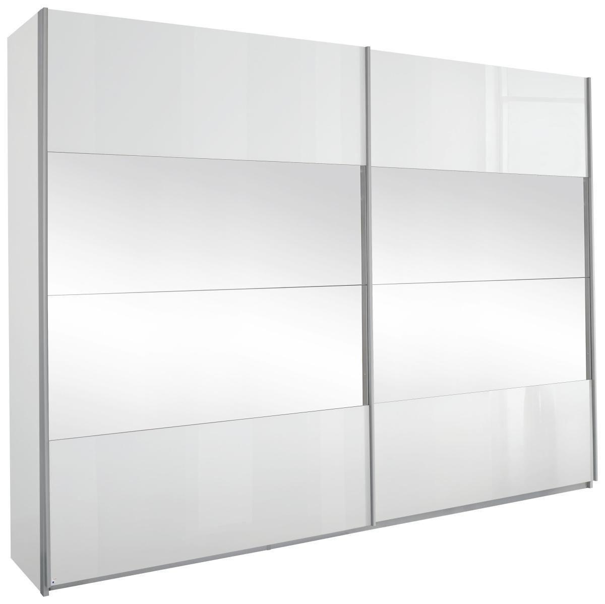 Omara Z Drsnimi Vrati Quadra, Bela - bela/barve aluminija, Basics, kovina/steklo (271/229/57cm) - Carryhome