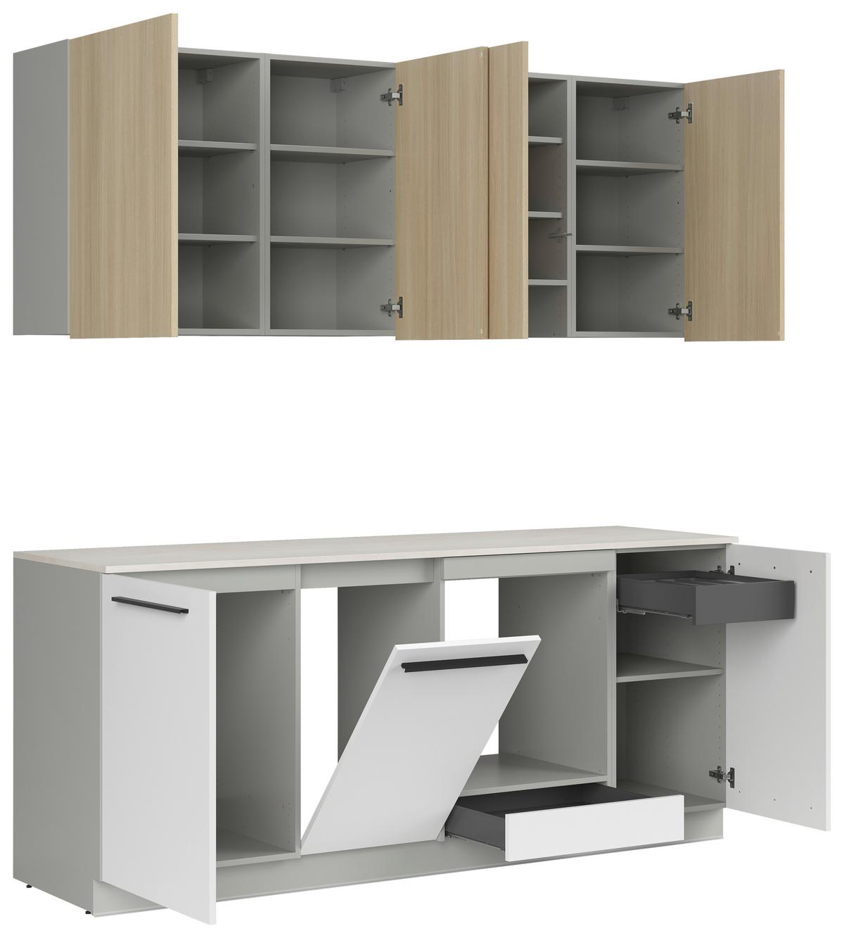 Küchenblock Milino o. E-Geräte Sandfarben - Eichefarben/Schwarz, Basics, Holzwerkstoff/Kunststoff (210cm) - Visiona