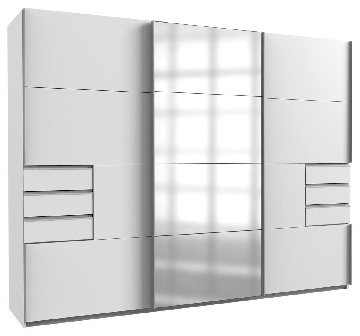Schwebetürenschrank Saigon ca. 270x210 cm Weiß - Klar/Alufarben, KONVENTIONELL, Glas/Holzwerkstoff (270/208/64cm) - MID.YOU