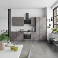 Küchenblock Riva High m. Geräten Schieferfarben - Schieferfarben/Edelstahlfarben, MODERN, Holzwerkstoff/Metall (300cm) - Nobilia