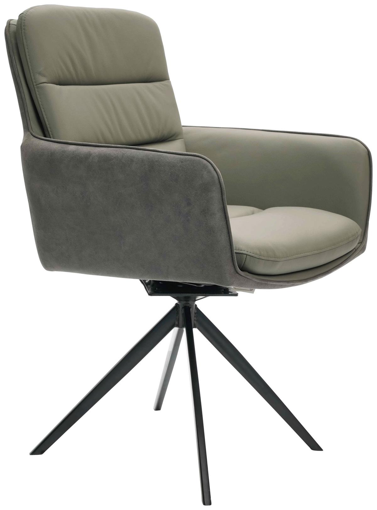 KRZESŁO Z PODŁOKIETNIKAMI MITO - antracytowy/czarny, Design, skóra/metal (58/89/67cm) - Xora