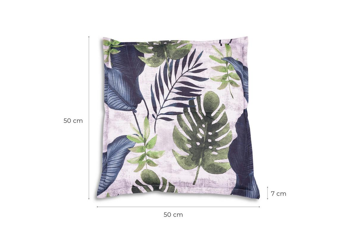 Gartensitzkissen Blau/Grün/Hellgrau, 2-teilig - Blau/Hellgrau, Basics, Textil (50/50cm)