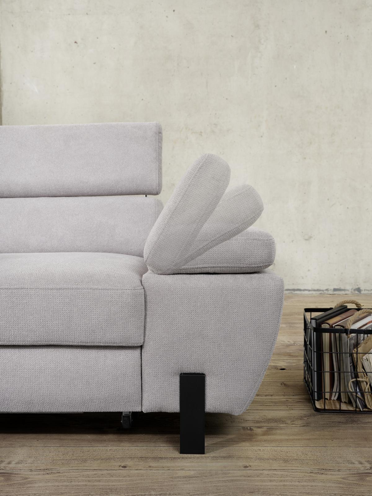 Sedežna Garnitura Molina Mini, Z Ležiščem - črna/svetlo siva, Moderno, kovina/tekstil (189/277cm) - Premium Living
