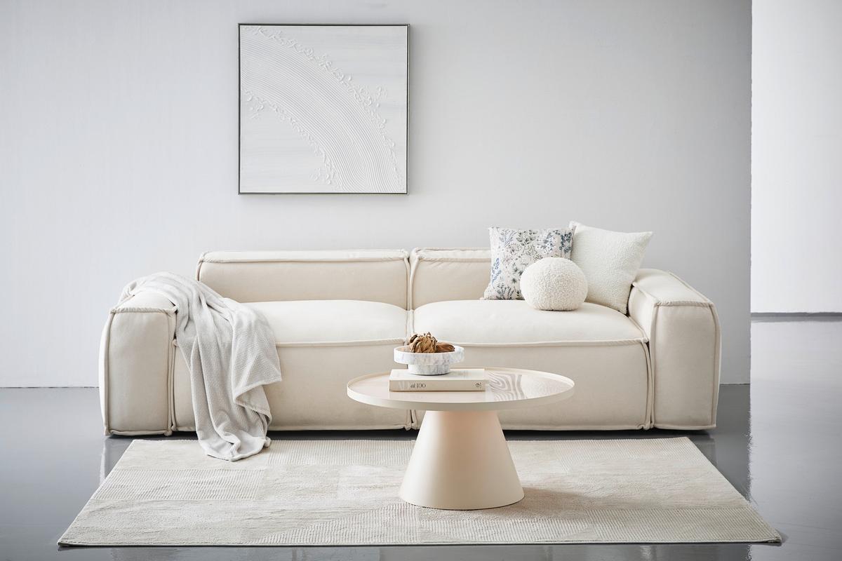 STOLIK KAWOWY CHLOE - kaszmir/kremowy, Design, metal/szkło (81/81/40cm) - Livetastic