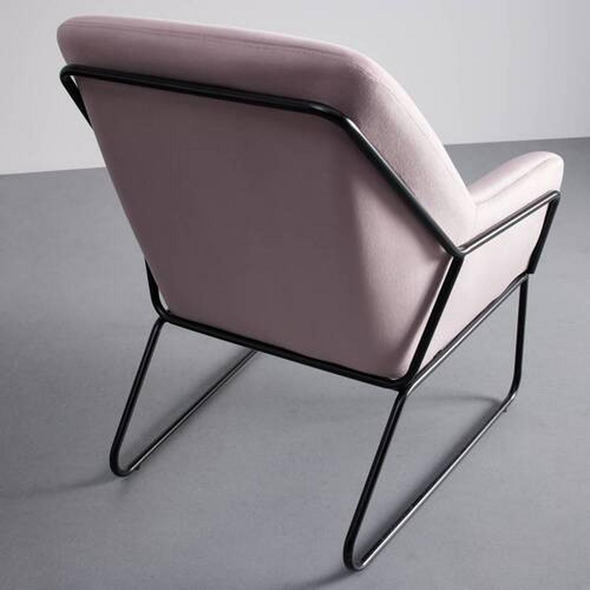 Sessel Kezia Rosa Samt - Schwarz/Rosa, MODERN, Textil/Metall (71/84cm) - Bessagi Home