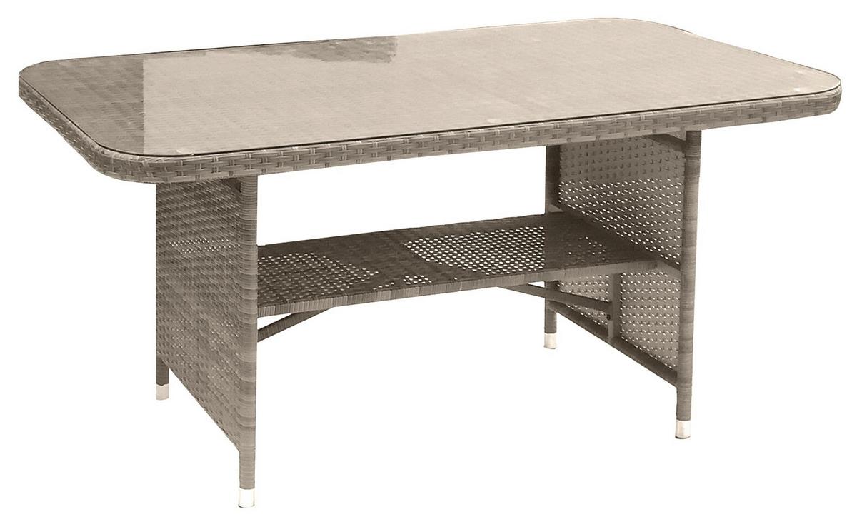 Loungegarnitur 4-tlg. Wien Kunststoffgeflecht mit Kissen - Beige/Grau, MODERN, Kunststoff/Textil (140/68/80cm) - Gardenson