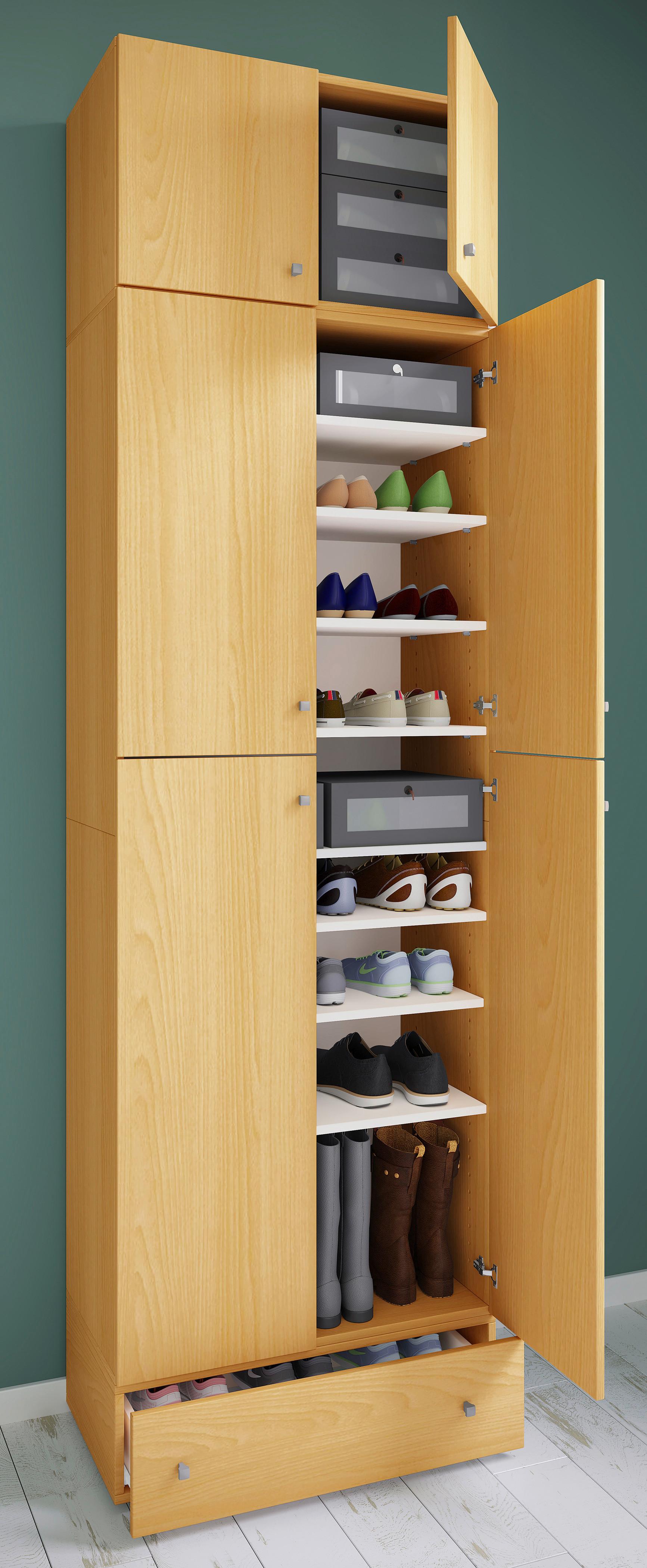 Schuhschrank Lona XXL ca.70x240x39cm Buchefarben - Buchefarben/Schwarz, MODERN, Holzwerkstoff/Kunststoff (70/240/39cm) - MID.YOU