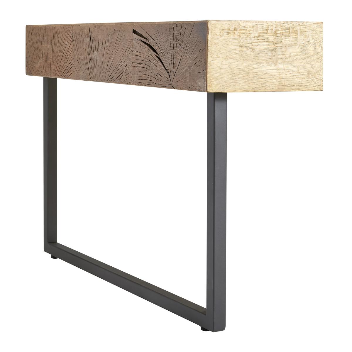 STOLIK KAWOWY SHARNA - kolor dębowy/czarny, Natur, metal/drewno (110/65/42cm) - Livetastic