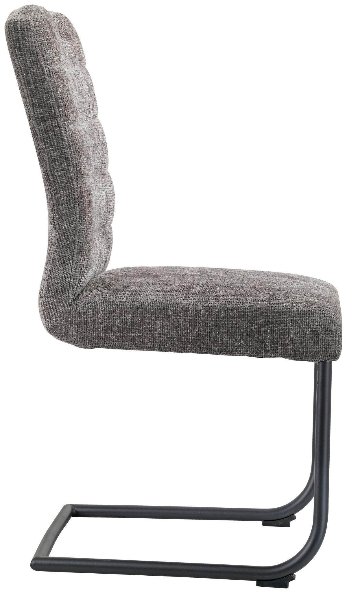 KRZESŁO NA PŁOZIE HUGO - czarny/szary, Design, metal/tkanina (46/97/59cm) - Novel