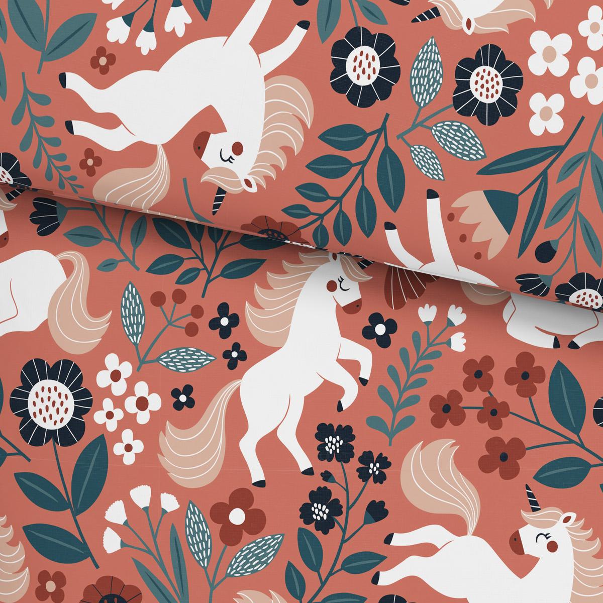 Jugendbettwäsche Einhorn ca. 160x210cm - Dunkelrosa, Modern, Textil (160/210cm) - Modern Living