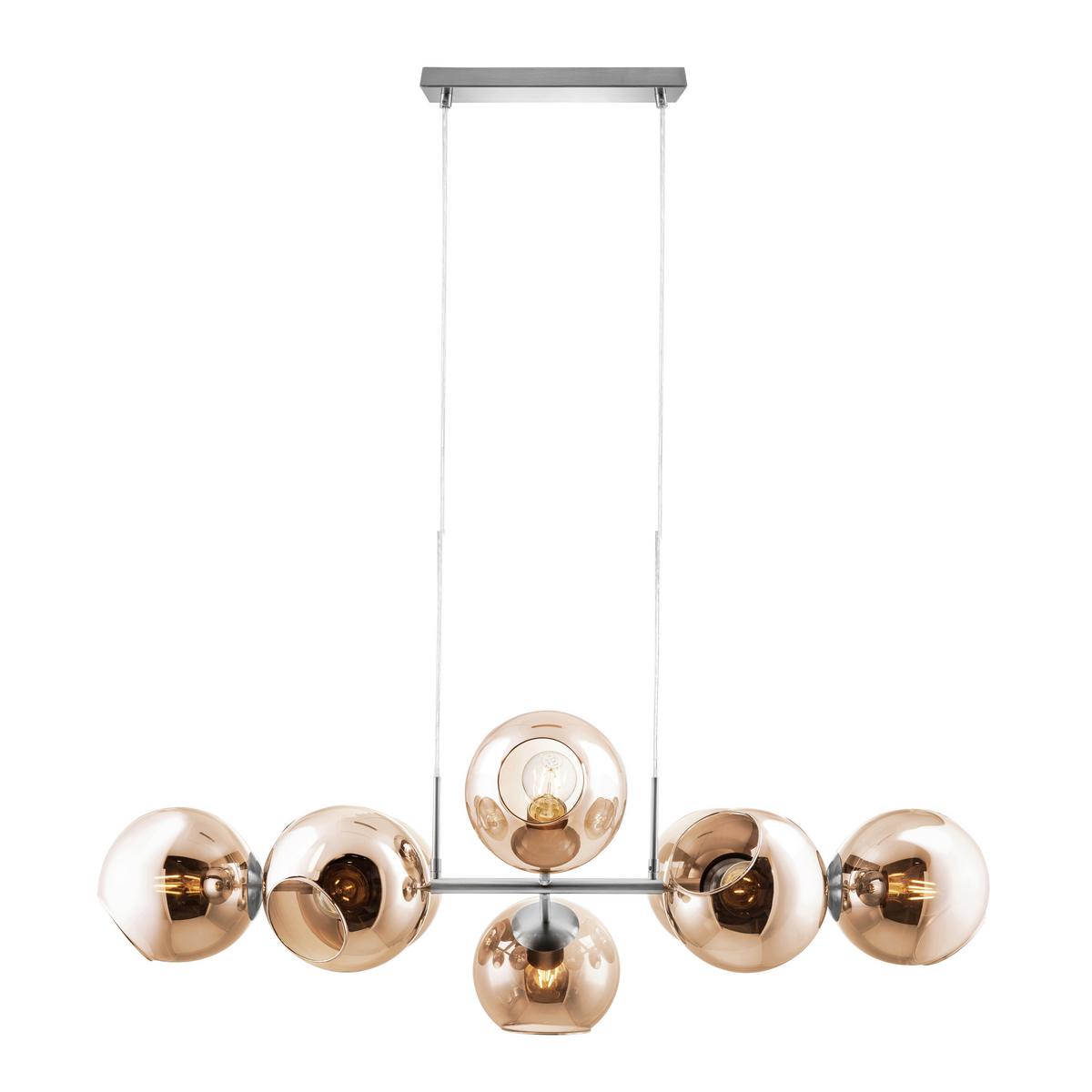 Viseća Svjetiljka Pilar - narančasta/boje nikla, Design, staklo/metal (100/38/150cm) - Globo