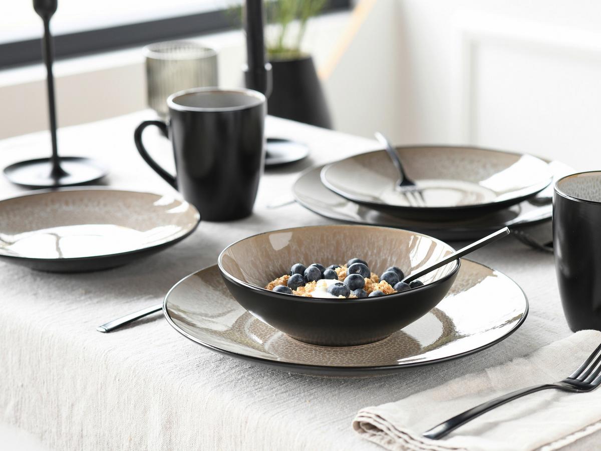 Kombinirani Servis Malmö, 16-Delni - črna/bež, Basics, keramika - Creatable