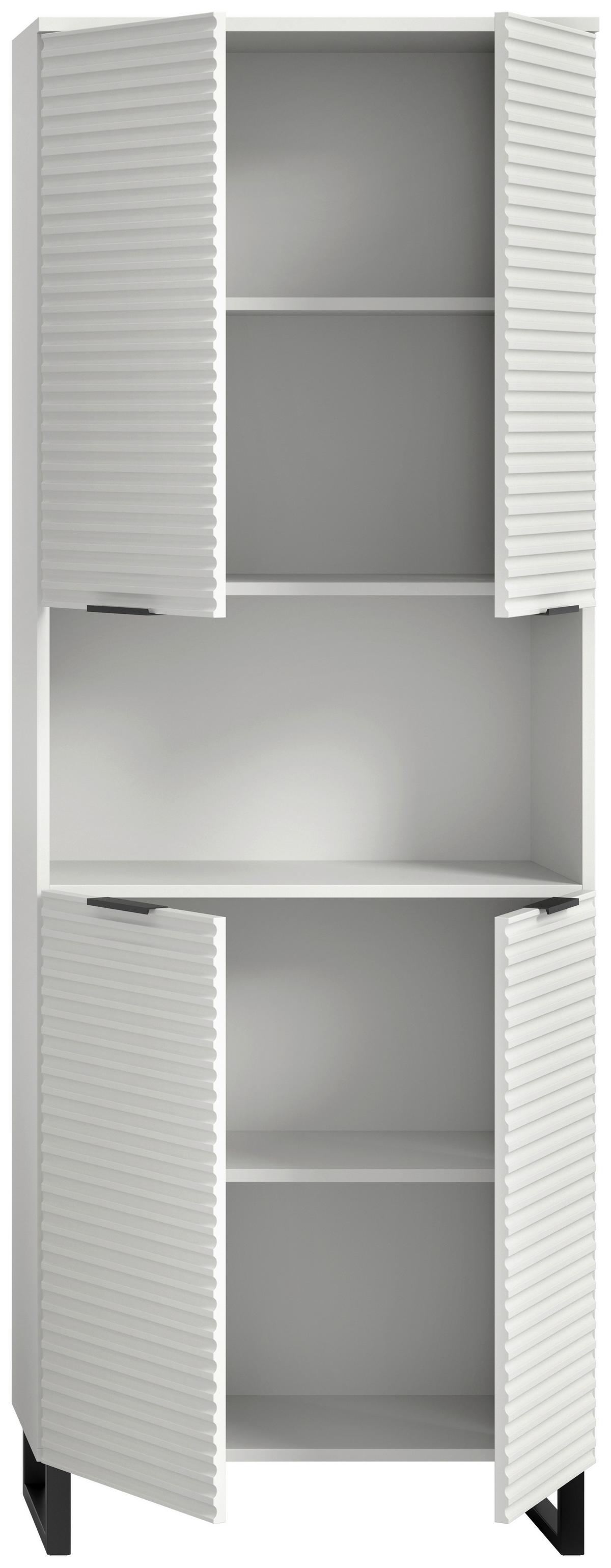 Hochschrank Riff ca. 70x193 cm Weiß/Schwarz - Schwarz/Weiß, MODERN, Holzwerkstoff/Metall (70/193/34cm) - MID.YOU