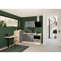 Eckküche IKZ mit Geräten ca. 241x225 cm Grau - Eichefarben/Schwarz, Design, Holzwerkstoff/Metall (241/225cm) - Impuls