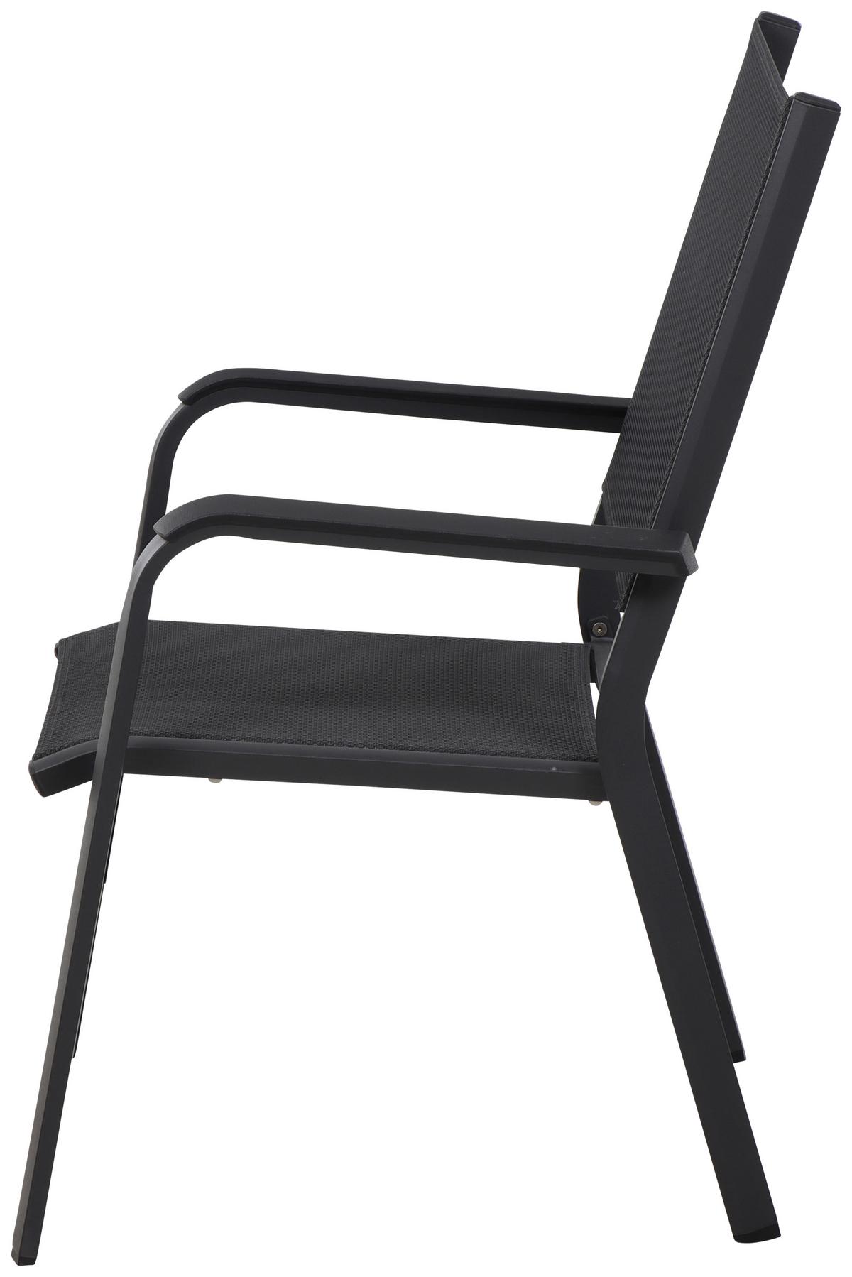 Gartensessel stapelbar Tesoro Aluminium/Textil - Anthrazit/Schwarz, KONVENTIONELL, Kunststoff/Textil (63/97/67cm) - Siena Garden