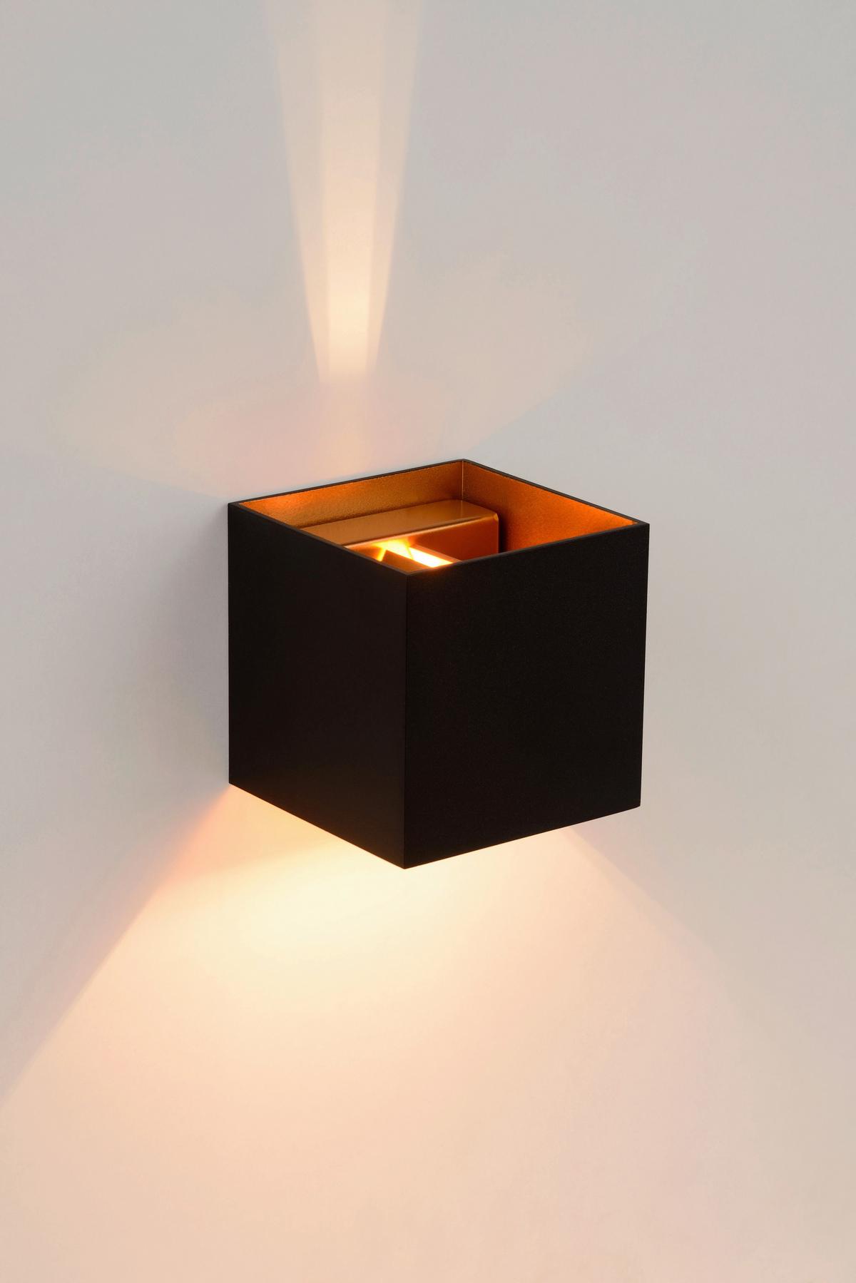 Led-wandleuchte 09217/04/30 Xio - Messingfarben/Schwarz, Design, Metall (9.7/9.7/9.7cm) - Lucide