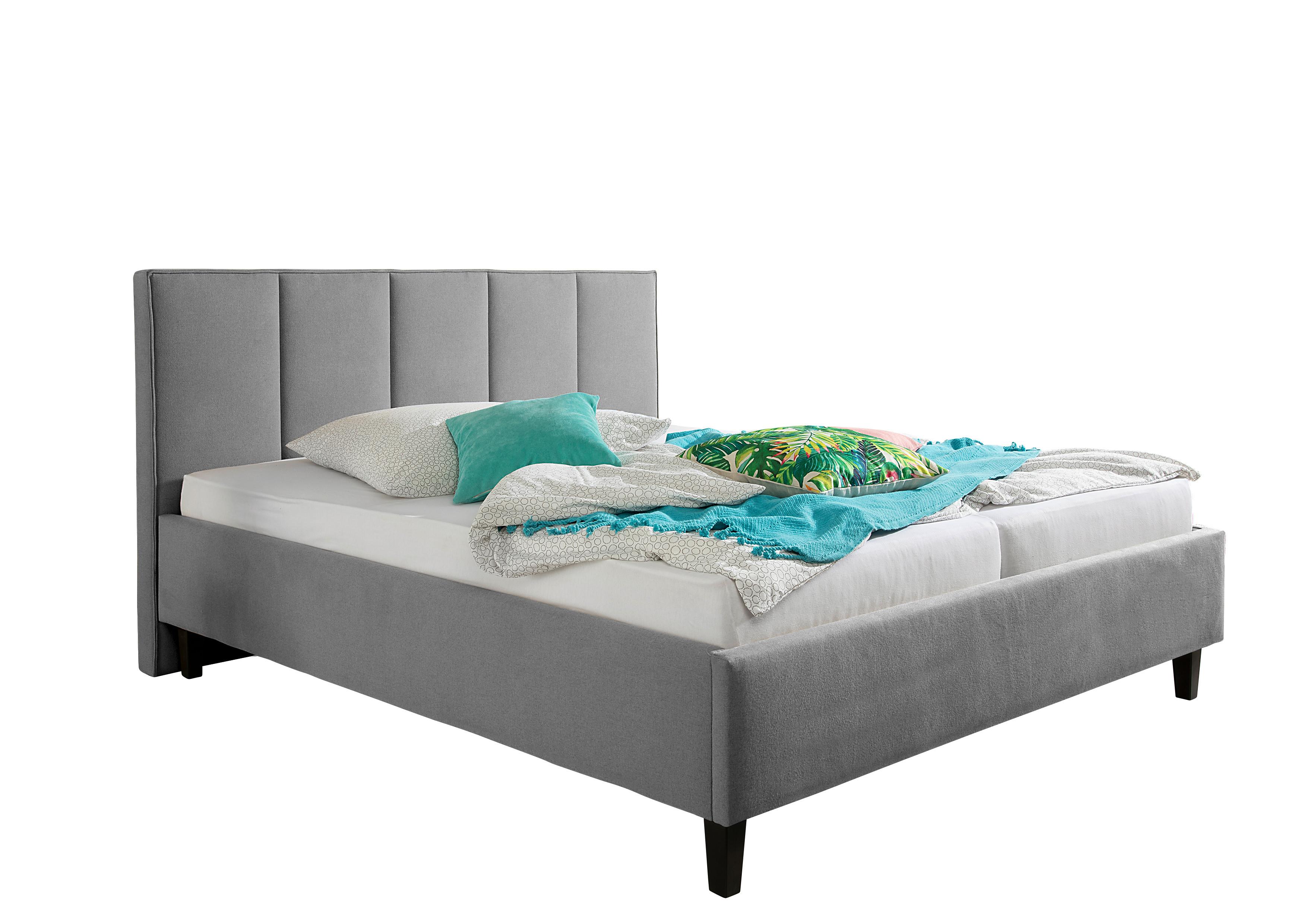 Polsterbett Avola Grau ca. 180x200 cm - Schwarz/Grau, MODERN, Holz/Textil (180/200cm) - Livetastic