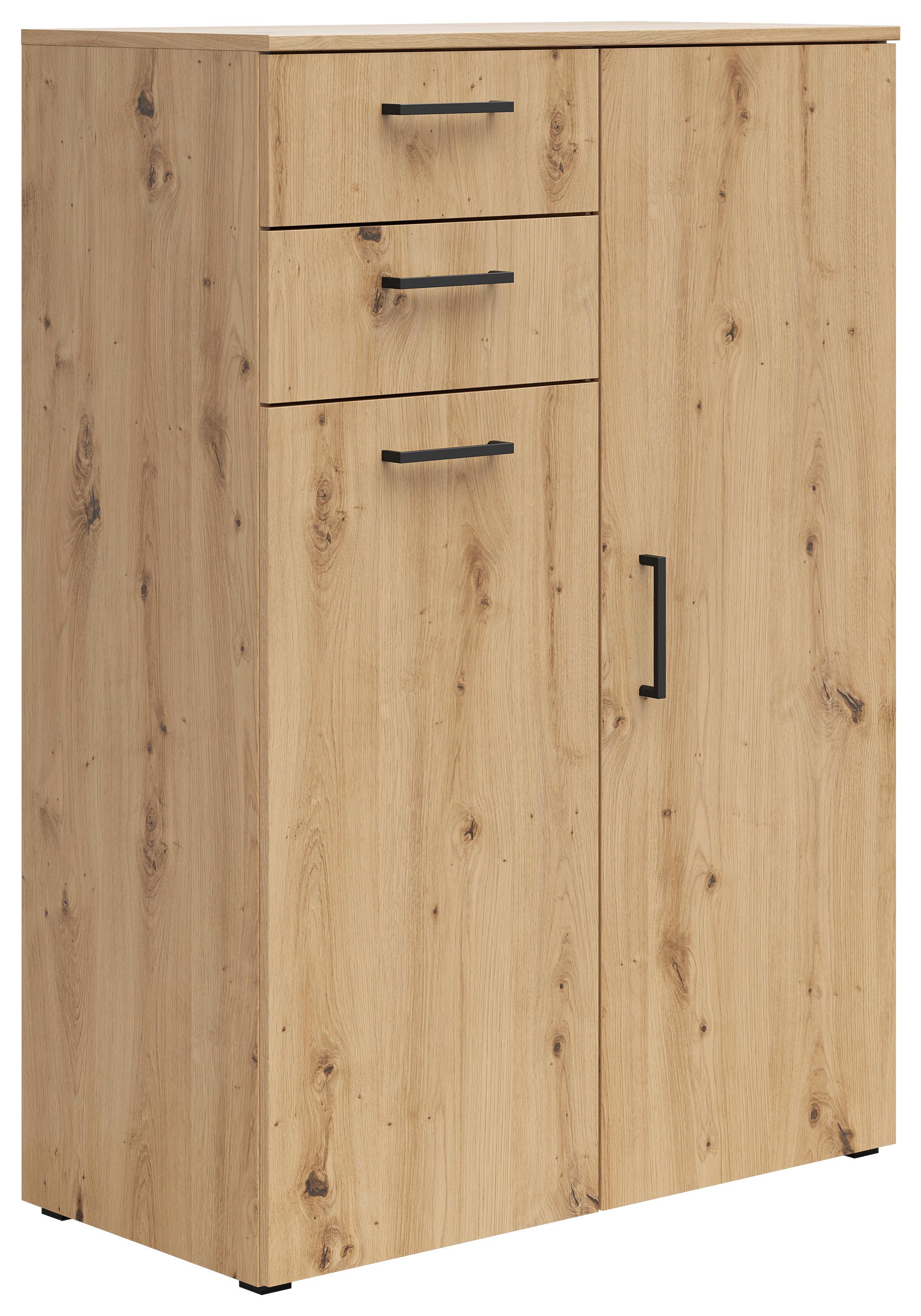Kommode Eiche Artisan - Anthrazit/Schwarz, Modern, Holzwerkstoff/Kunststoff (80/115/40cm) - Premium Living