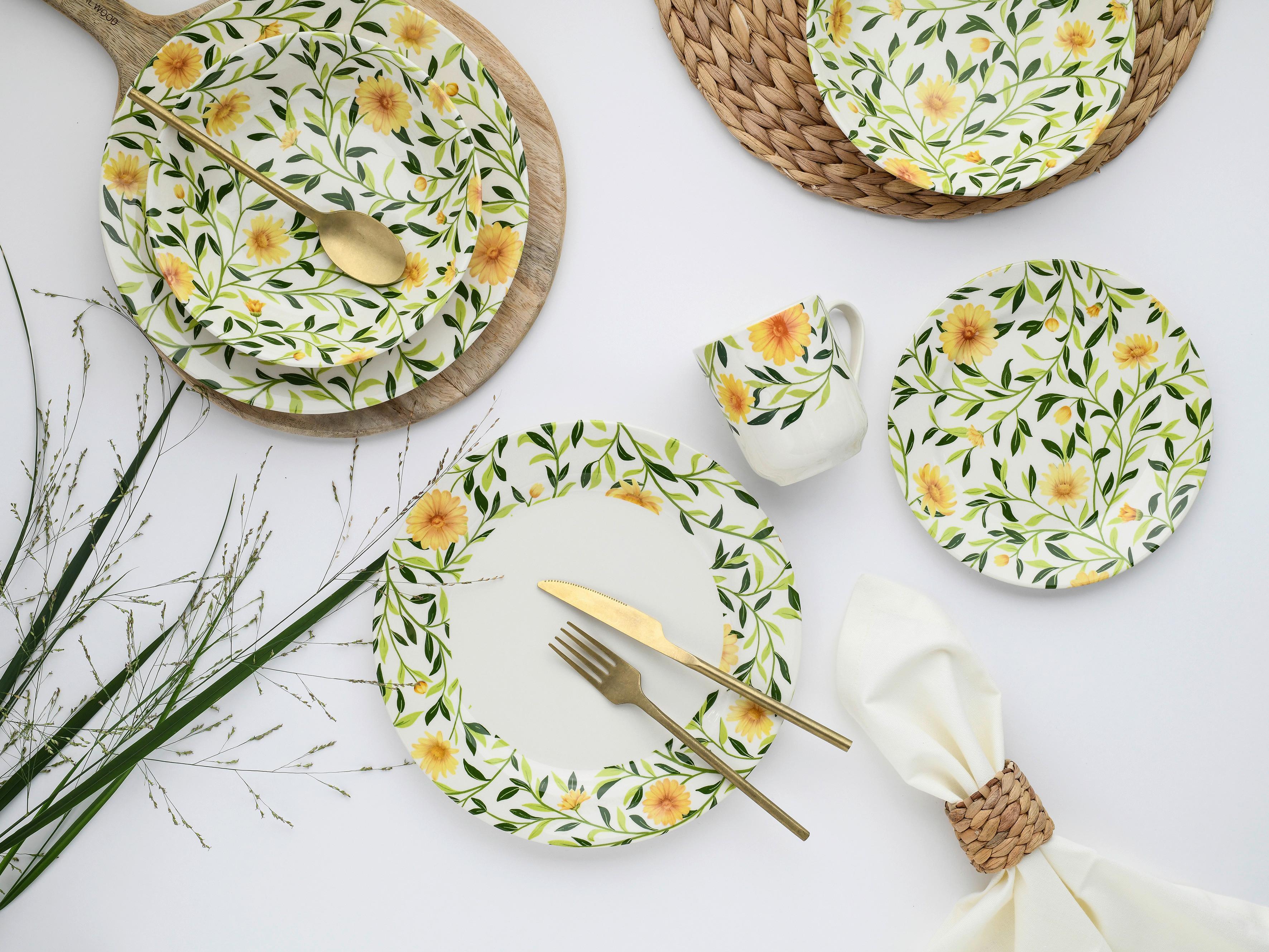 Kombinirani Servis Amarilla, 16-Delni - zelena/bela, Basics, keramika - Creatable