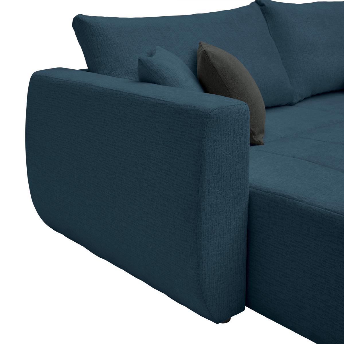 Schlafsofa Bologna Dunkelblau - Schwarz/Dunkelblau, Kunststoff/Textil (245/74-90/104cm) - Mömax