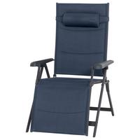 Campingsessel Dunkelblau Premium B: 75cm - Anthrazit/Dunkelblau, KONVENTIONELL, Textil/Metall (75/123/91cm) - Siena Garden
