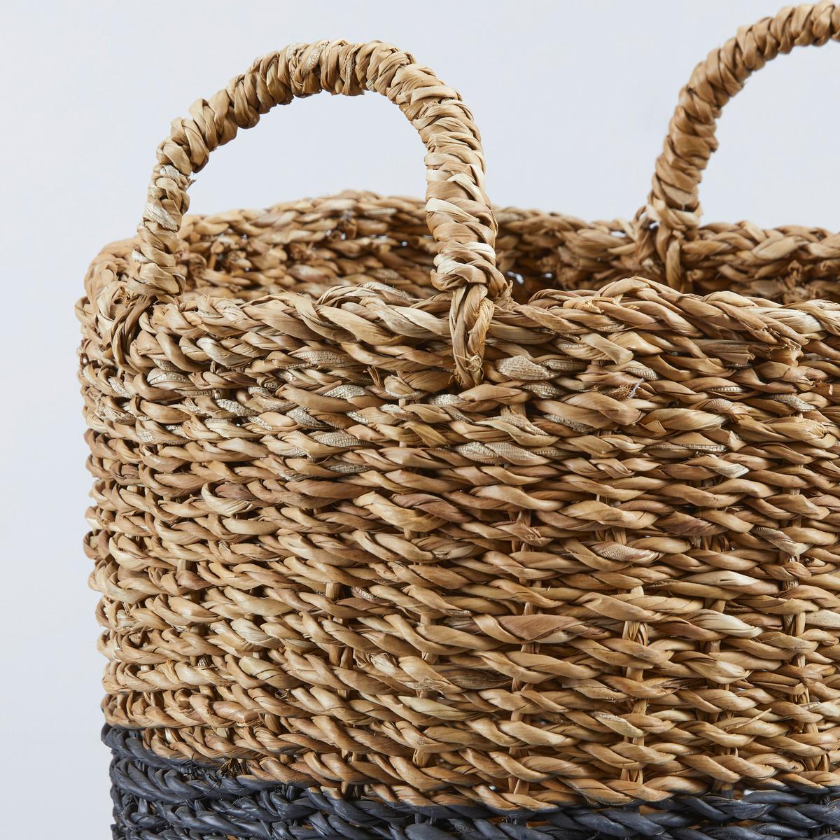 Dekokorb Sophian in Naturfarben Ø ca. 40cm - Schwarz/Naturfarben, Natur, Naturmaterialien (40/41cm)