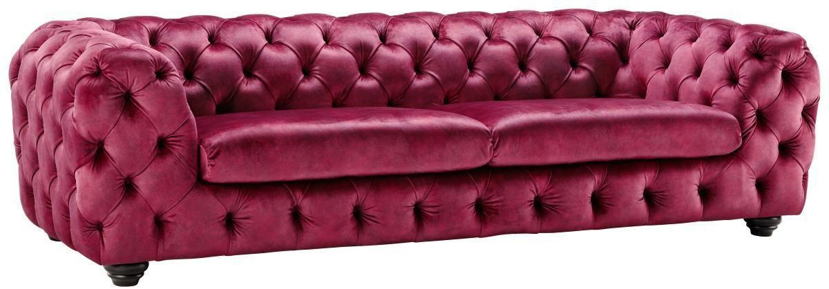 Dreisitzer-Sofa in Pink mit Sitzkissen - Pink/Schwarz, Modern, Holz/Textil (252/72/103cm) - Premium Living