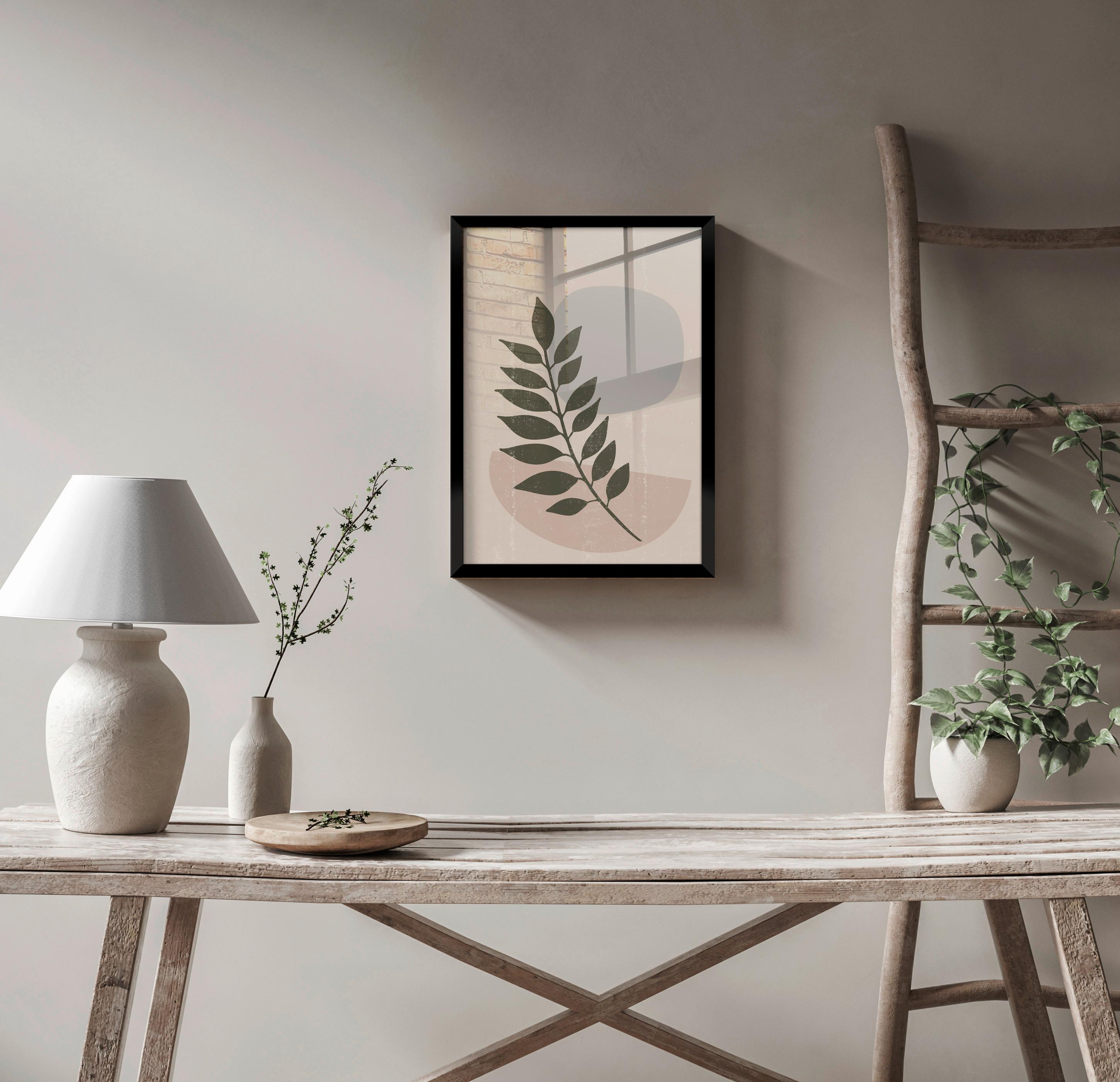 Bild Image in Grau/Grün/Beige ca. 30x40cm - Beige/Grau, Holzwerkstoff/Papier (30/40cm) - Modern Living