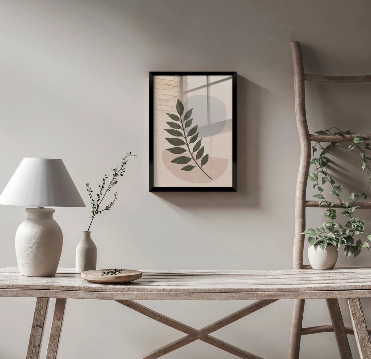 Bild Image in Grau/Grün/Beige ca. 30x40cm - Beige/Grau, Holzwerkstoff/Papier (30/40cm) - Modern Living