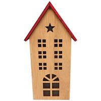 Dekohaus Woody Naturfarben/Rot - Rot/Naturfarben, KONVENTIONELL, Holzwerkstoff (10,5/22/6cm) - Mömax