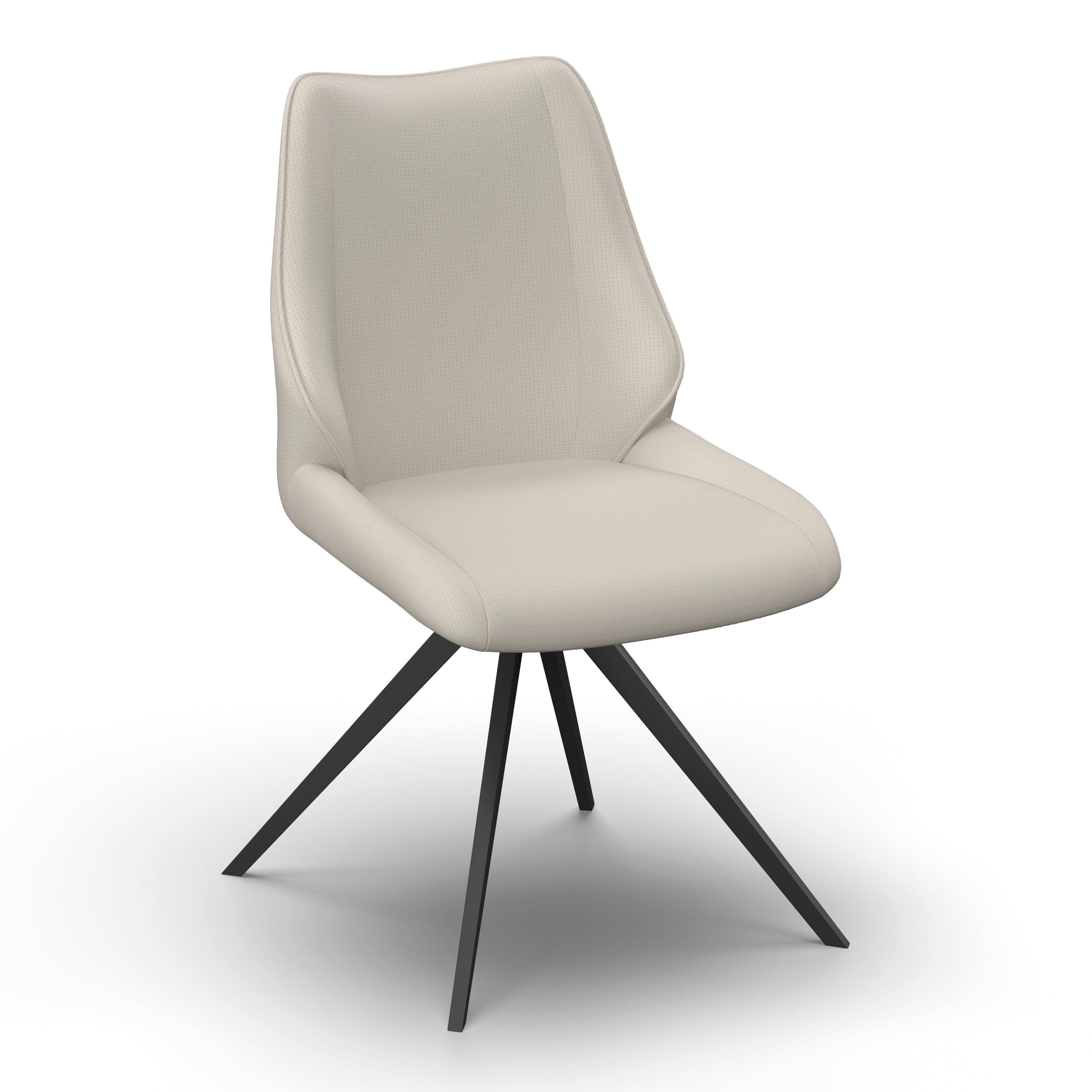 Stuhl Milana Hellgrau Webstoff Drehbar Gepolstert - Hellgrau/Schwarz, MODERN, Holz/Textil (54/93/59cm) - Bessagi Home