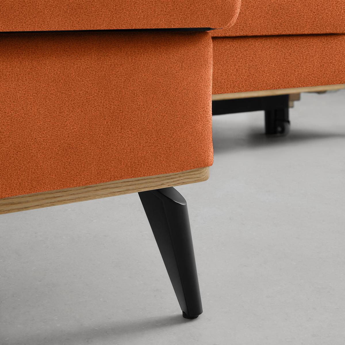 Wohnlandschaft Romeo Orange - Schwarz/Orange, KONVENTIONELL, Textil/Metall (167/87/234cm) - Zandiara