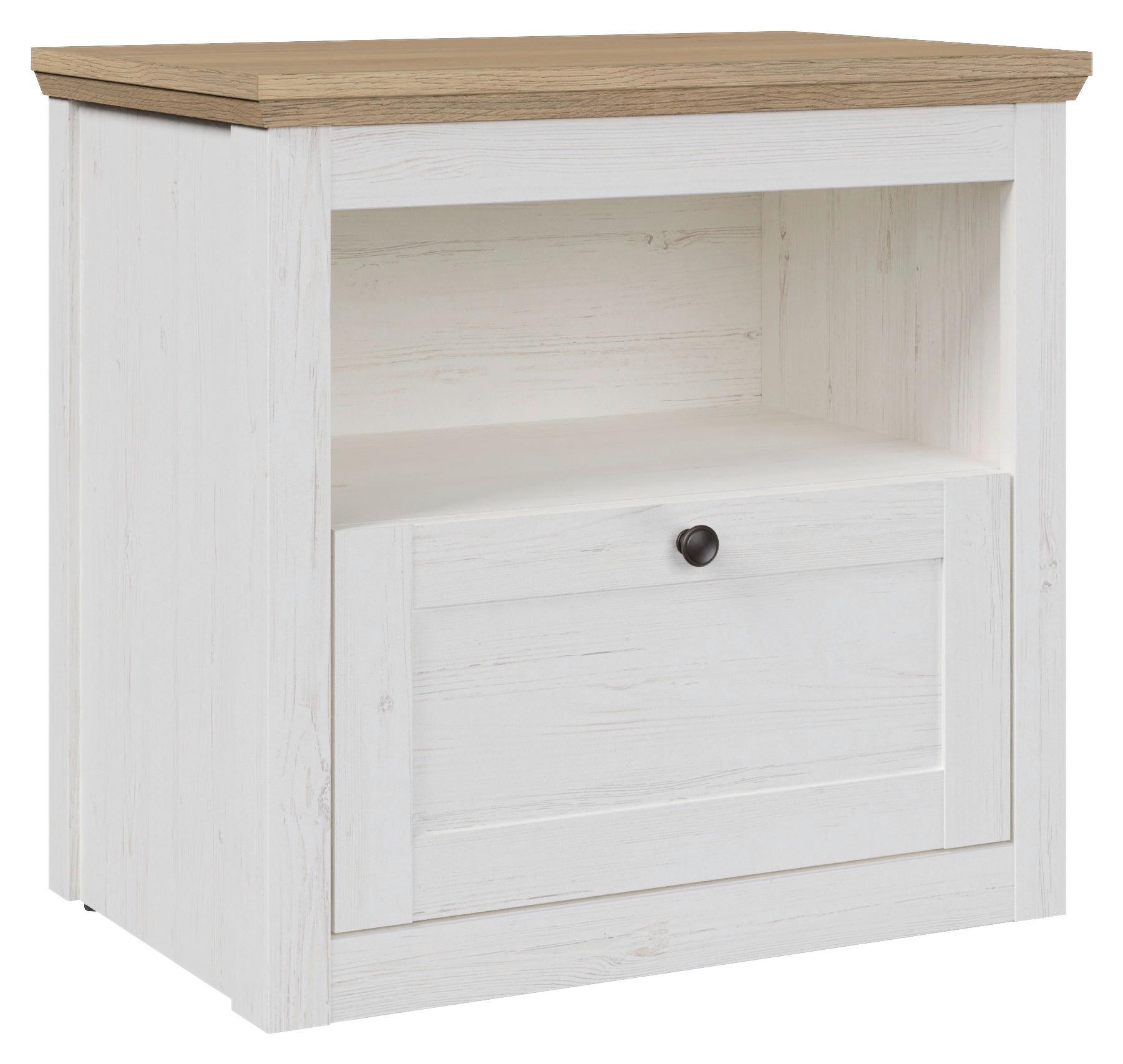 SÄNGBORD KORSIKA -EXKLUSIV- - svart/ekfärgad, Romantik / Lanthus, metall/trämaterial (58/56,1/38cm) - Mömax