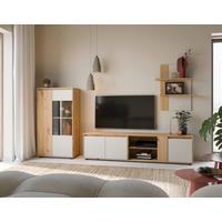 Regal Za Dnevni Boravak Caneva - kašmir/hrast artisan, Moderno, staklo/pločasti materijal (267,5/135/40cm) - Modern Living