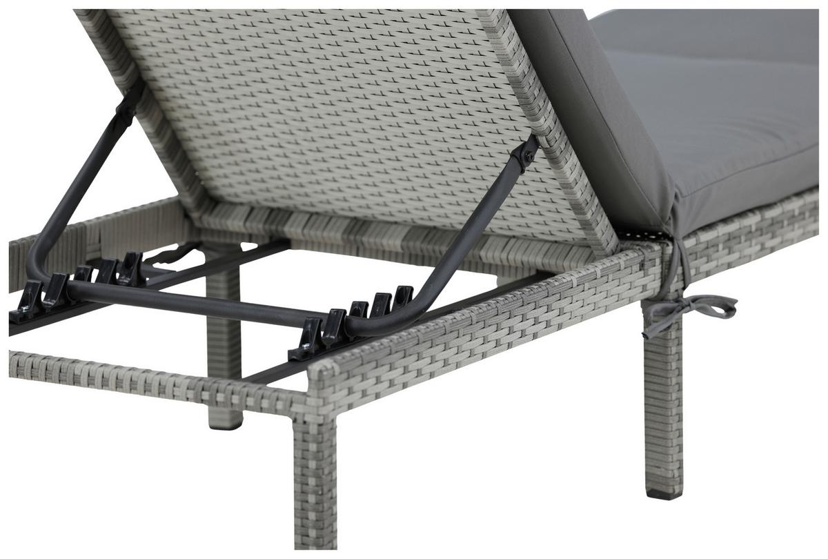 Gartenliege Bilbao ca. 59x84x198 cm Grau - Grau, KONVENTIONELL, Kunststoff/Textil (59/84/198cm) - Gardenson