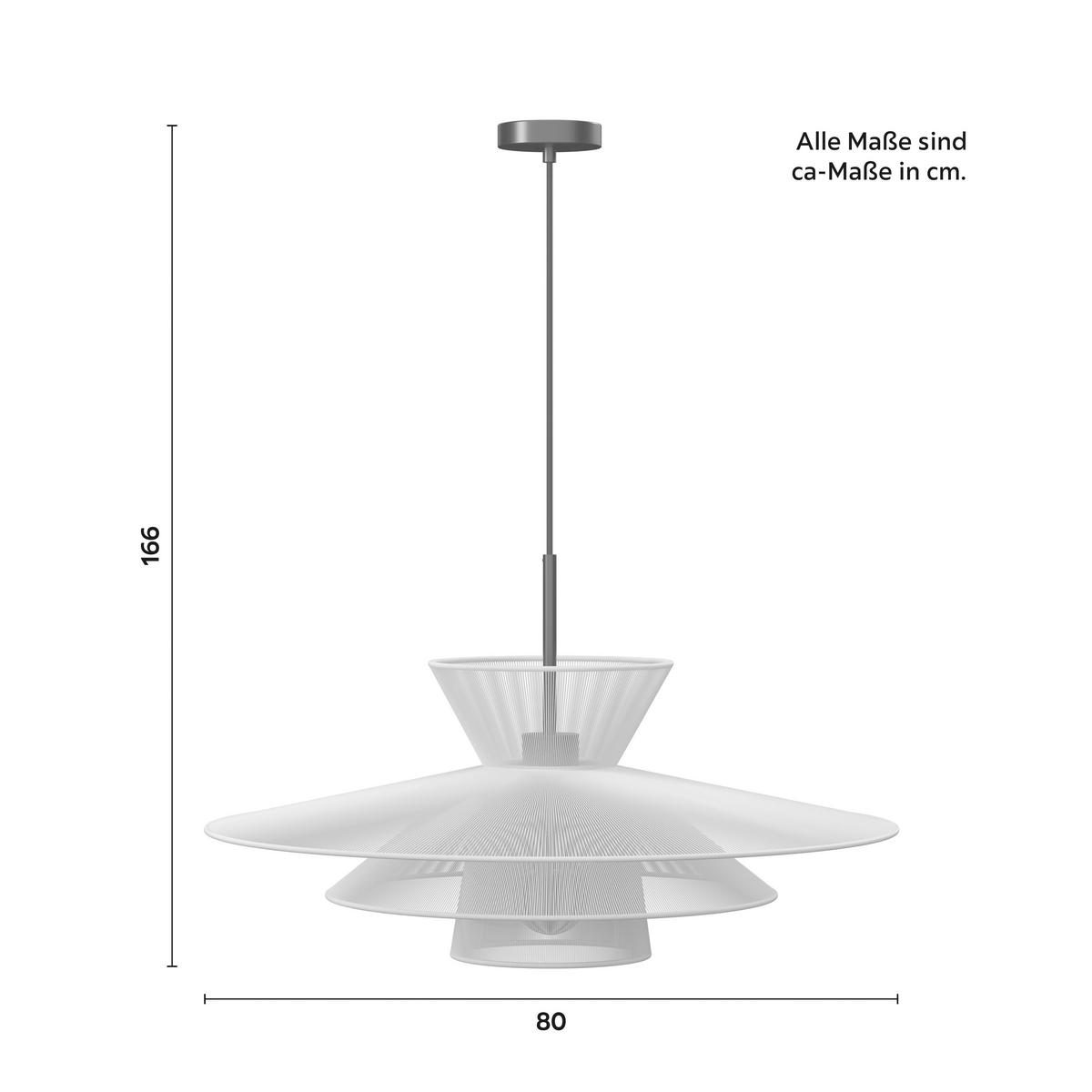 Hängeleuchte Luca Weiß Baumwolle max. 40 Watt - Weiß, MODERN, Textil/Metall (80/166/80cm) - Bessagi Garden
