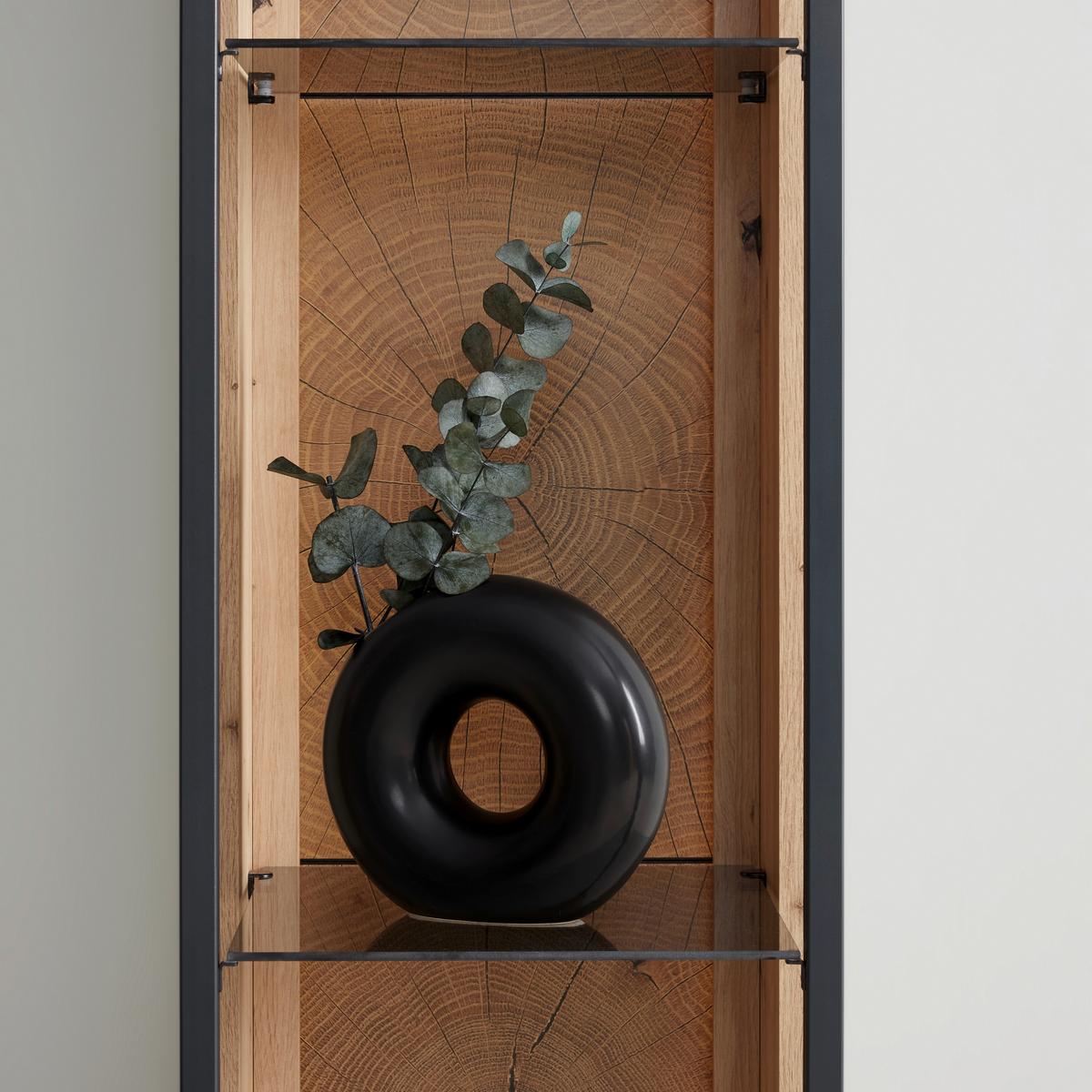 Hängevitrine Florenz Schwarz/Eiche Artisan - Schwarz/Eiche Artisan, MODERN, Glas/Holzwerkstoff (35/119,9/38cm) - Premium Living
