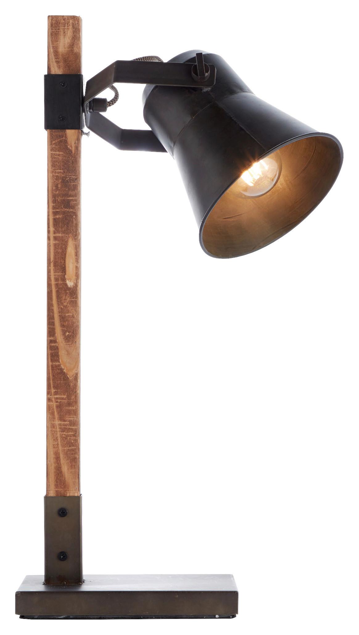 Tischleuchte Plow Schwarz max. 10 Watt - Schwarz, Natur, Holz/Metall (16/55cm) - Brilliant