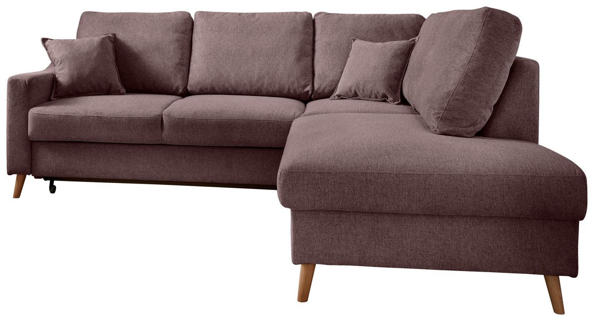 Wohnlandschaft Valentina Bordeaux Struktur - Bordeaux/Naturfarben, KONVENTIONELL, Holz/Textil (230/200cm) - P & B